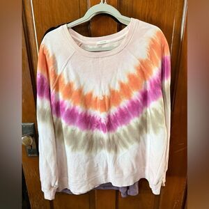 Maurices Tie Dye Sweatshirt 2X Pink Hot Pink Orange Stripe Plus Size EUC